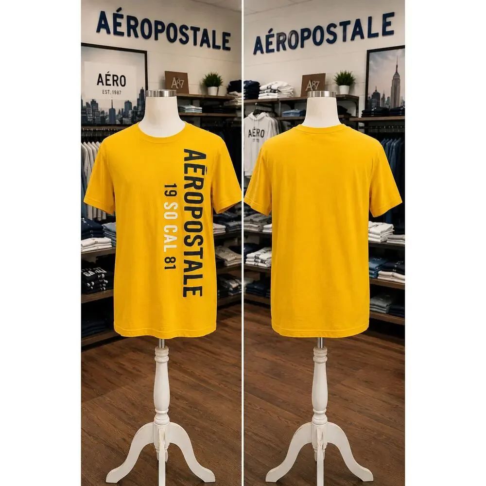 Aeropostale Yellow SoCal 87 Graphic Tee XL Casual Streetwear Shirt